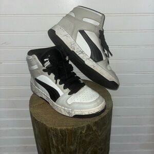 Puma Kids High-Top Big Boy Sneakers - Black White Gray Marble